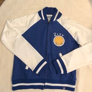 New Majestic Hardwood Classics NBA Womens Warriors Sweatshirt Jacket Sz S